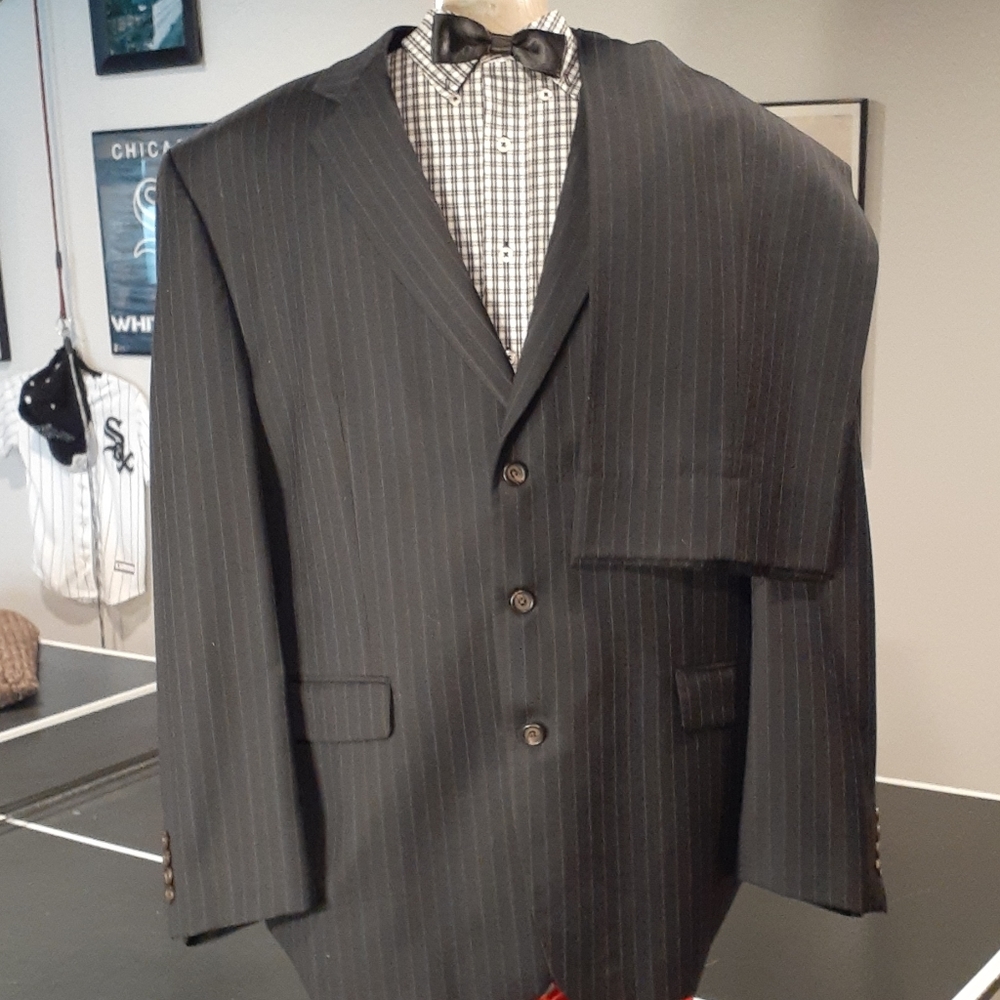 Lauren Ralph Lauren Black Pinstripe Two-Button Suit Jacket